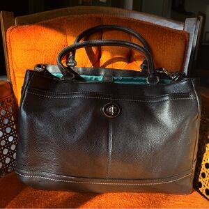 Coach Black Leather Tote Bag